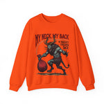 Sarcastic Krampus Christmas Sweatshirt - "My Neck, My Back" Horror Graphic Sweater