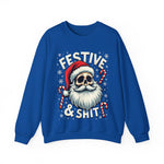 Skull Santa Gothic Christmas Sweatshirt, Festive Rebel Graphic Holiday Sweater