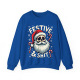 Skull Santa Gothic Christmas Sweatshirt, Festive Rebel Graphic Holiday Sweater