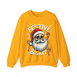 Skull Santa Gothic Christmas Sweatshirt, Festive Rebel Graphic Holiday Sweater