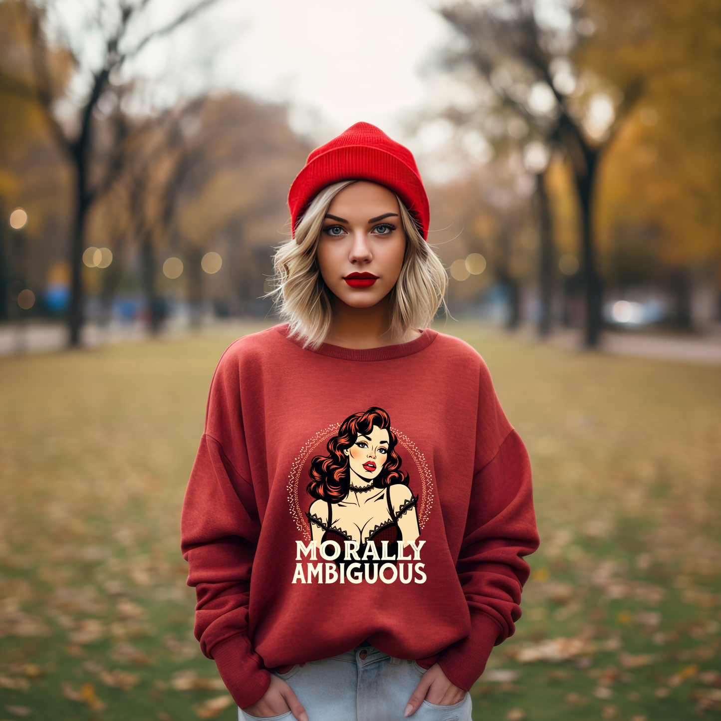 Morally Ambiguous Vintage Pinup Crewneck Sweatshirt