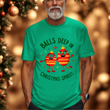 Funny Christmas T-Shirt - "Balls Deep in Christmas Spirit" Sarcastic Tee