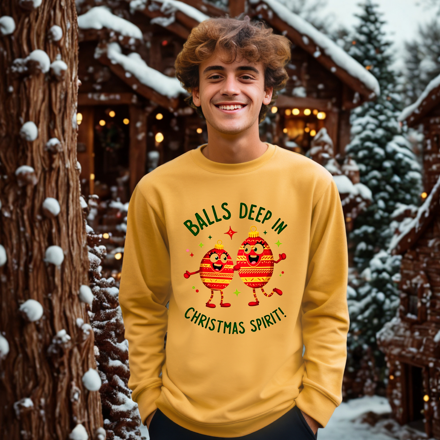 Balls Deep in Christmas Spirit Sarcastic Crewneck Sweatshirt