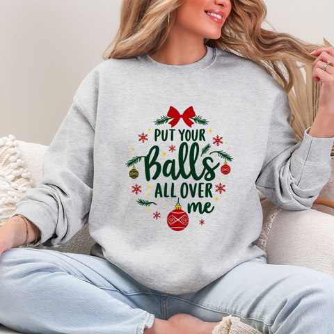 Sarcastic Christmas Balls Sweatshirt, Funny Coquette Holiday Sweater