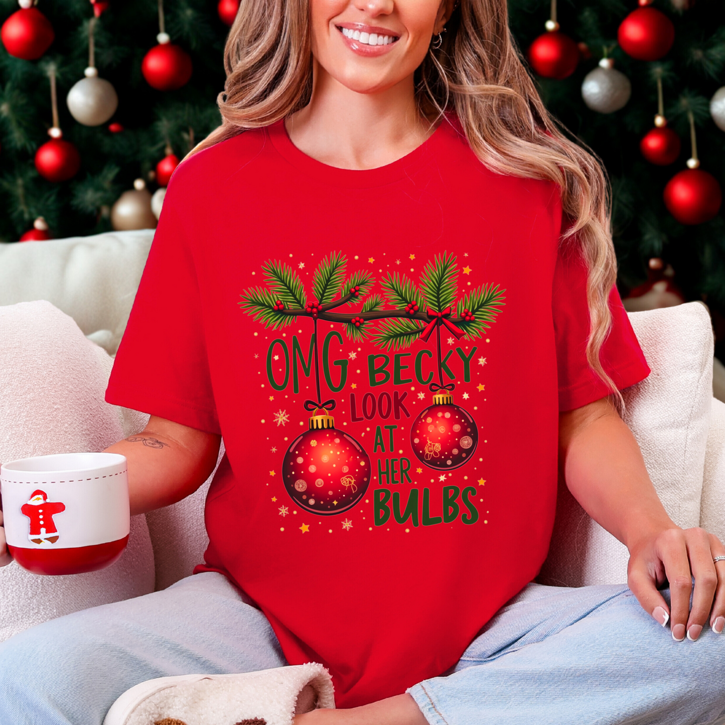 OMG Becky Look at Her Bulbs Sarcastic Christmas T-Shirt