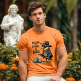 Humorous Bird Graphic Tee - Sarcastic  'Killing Two Stones with One Bird' T-Shirt