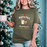 North Pole Milk & Cookie Co. Christmas T-Shirt - Festive Whimsical Tee