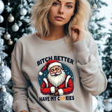 Sarcastic Santa Cookie Christmas Sweatshirt, Funny Festive Christmas Sweater