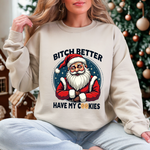 Sarcastic Santa Cookie Christmas Sweatshirt, Funny Festive Christmas Sweater