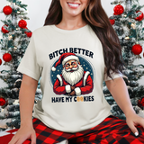 Santa Cookie Sarcastic Tee, Funny Santa T-Shirt, Funny Christmas Clothing