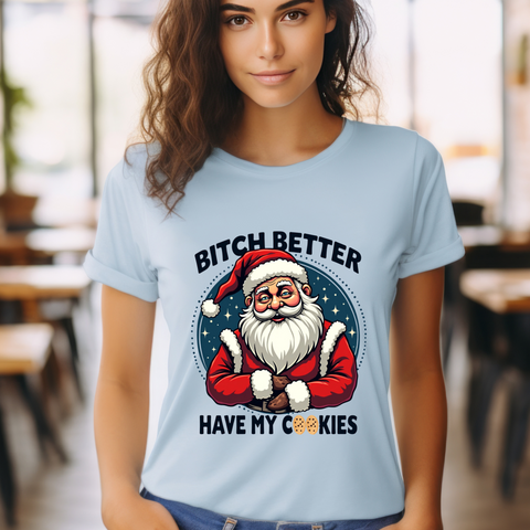 Santa Cookie Sarcastic Tee, Funny Santa T-Shirt, Funny Christmas Clothing