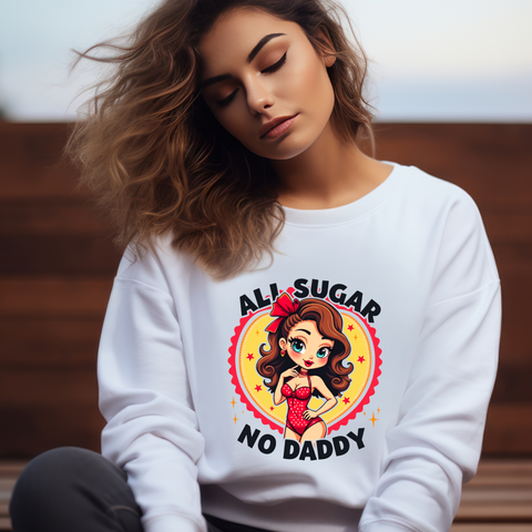All Sugar No Daddy Sweatshirt: Retro Pin-Up Girl Crewneck