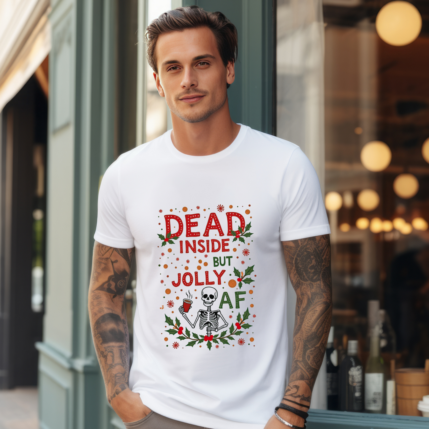 Funny "Dead Inside But Jolly AF" Christmas Tee