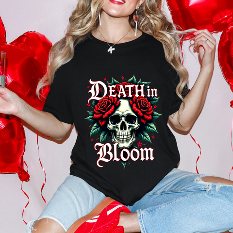 Gothic Floral Skull T-Shirt - Death in Bloom Tee