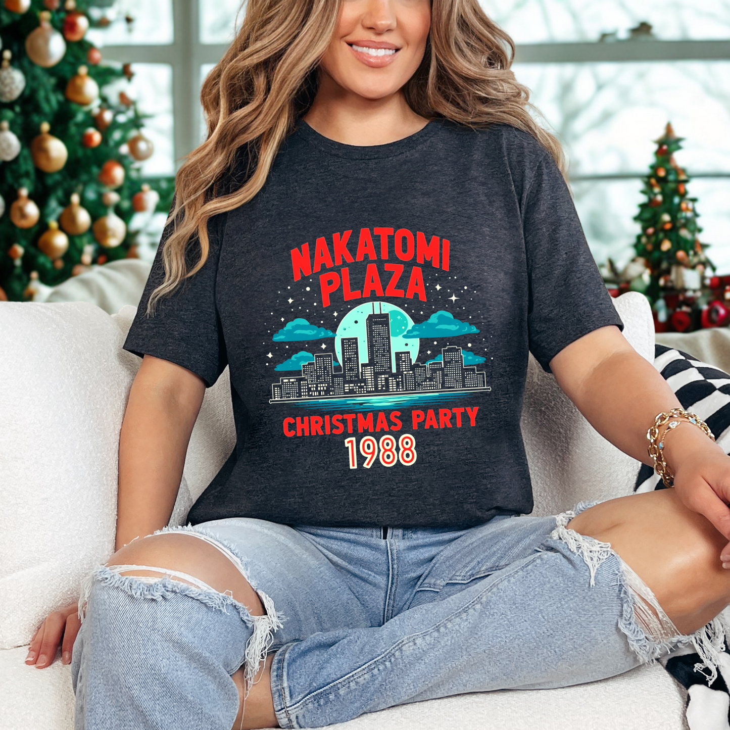 Funny Retro Nakatomi Plaza 1988 Christmas Tee