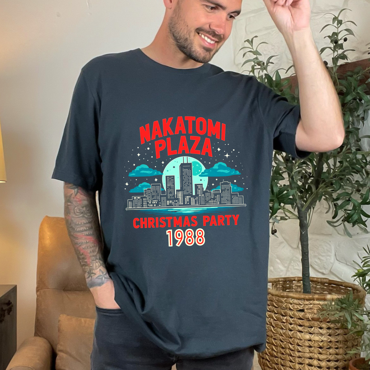 Funny Retro Nakatomi Plaza 1988 Christmas Tee