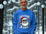 Skull Santa Gothic Christmas Sweatshirt, Festive Rebel Graphic Holiday Sweater