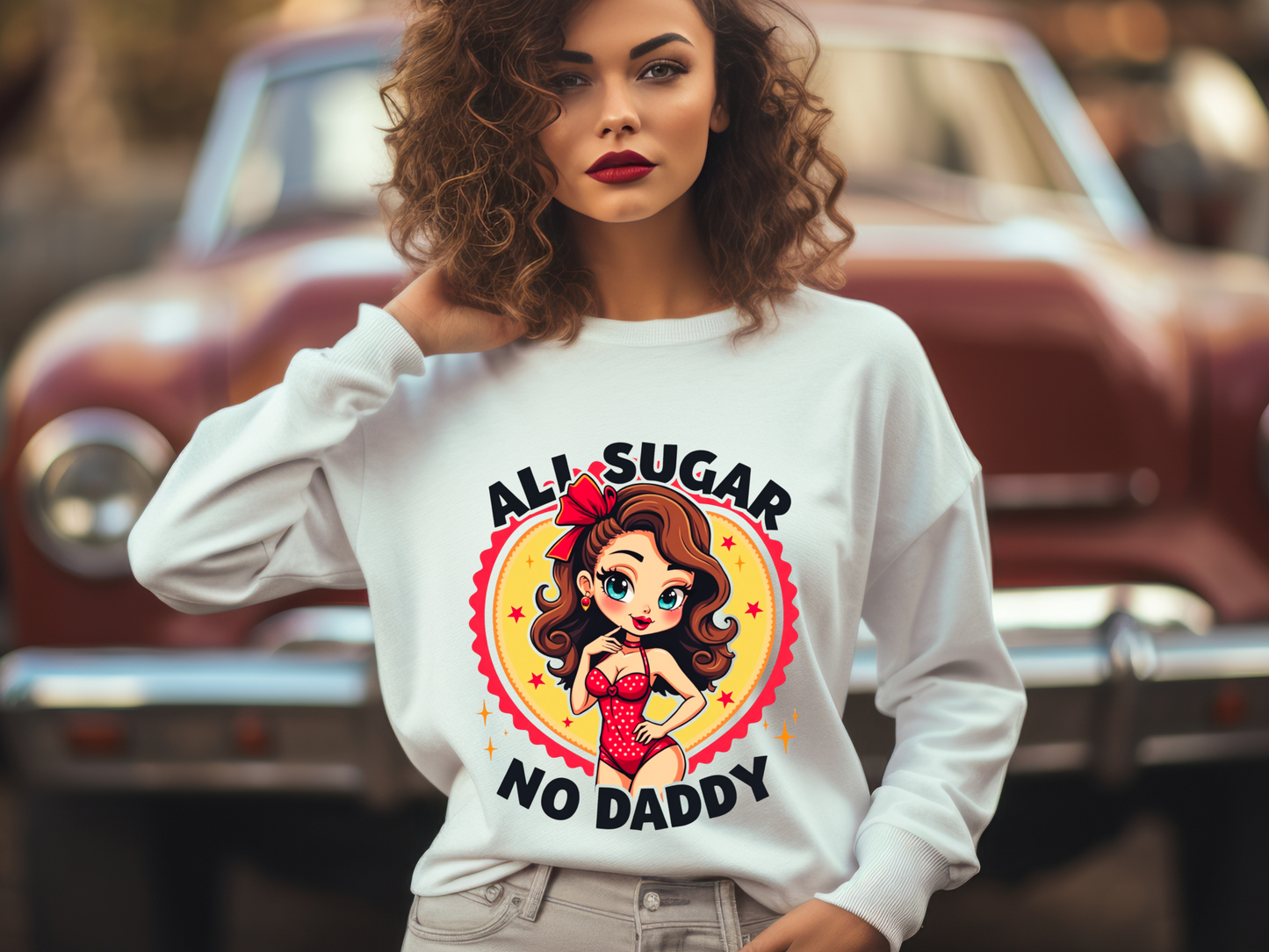 All Sugar No Daddy Retro Pin-Up Sweater