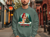 Funny Christmas Sweatshirt, "I Like 'Em Real Thick & Sprucey" Sarcastic Sweater