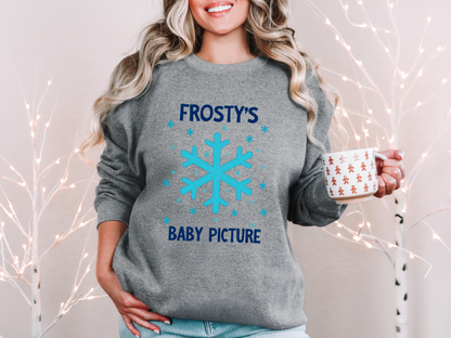 Frosty's Baby Picture Whimsical Christmas Sweatshirt