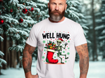 Funny Skeleton Christmas Tee, Sarcastic "Well Hung" Christmas T-Shirt