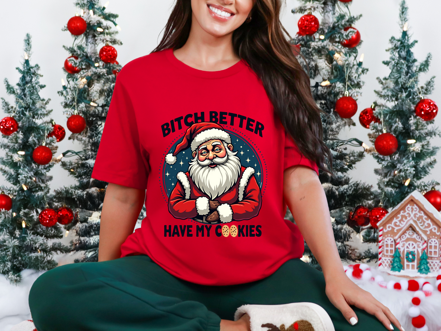 Funny Santa Christmas Cookie T-Shirt