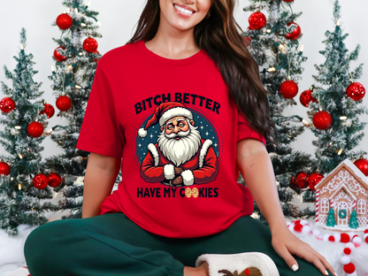 Funny Santa Christmas Cookie T-Shirt