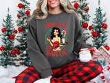 Coquette Pinup Girl Holiday Sweater, Funny "I Put Out For Santa" Christmas Sweatshirt