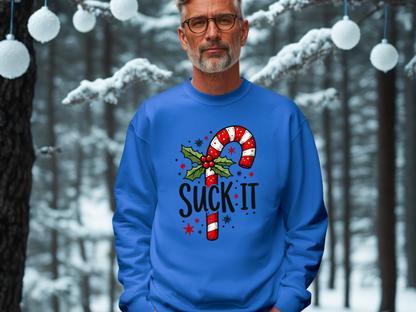 Funny Suck It Candy Cane Christmas Sweatshirt