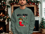 Funny Skeleton Christmas Sweater, Sarcastic "Well Hung" Christmas Sweatshirt