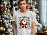 Funny Santa Tee, "You Should See The Size Of My Sack" Sarcastic Christmas T-Shirt