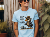 Humorous Bird Graphic Tee - Sarcastic  'Killing Two Stones with One Bird' T-Shirt