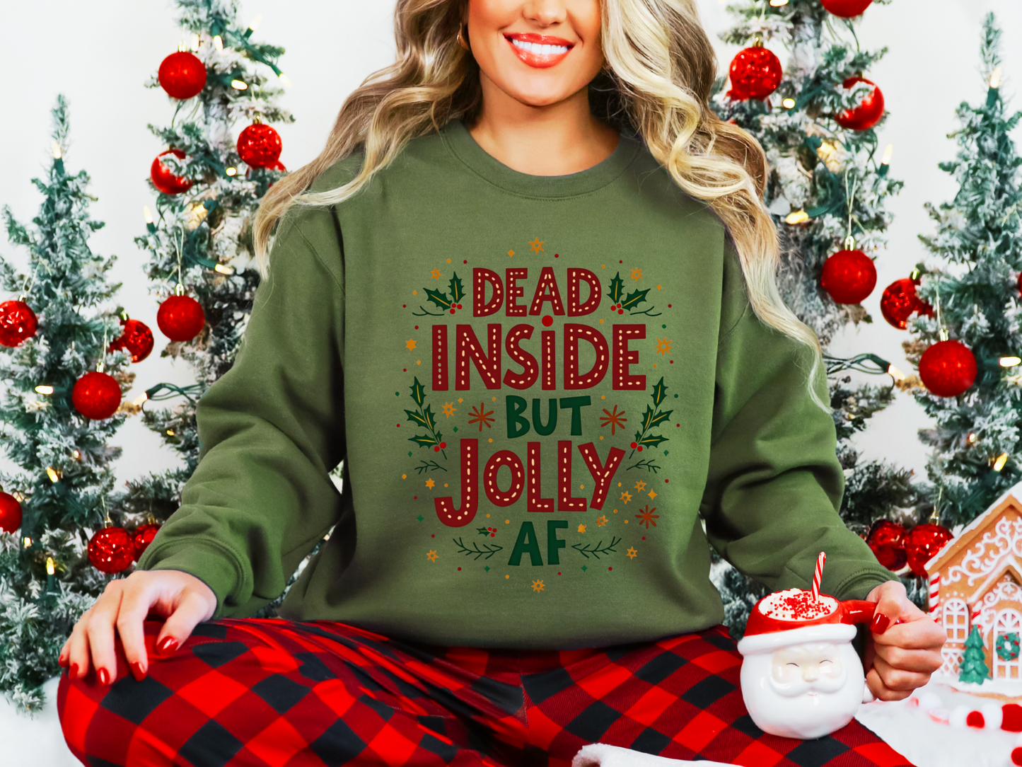 Funny "Dead Inside but Jolly AF" Christmas Sweatshirt