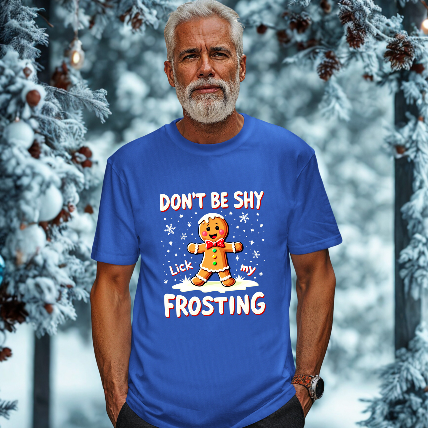 Sarcastic Don't Be Shy Lick My Frosting Gingerbread Man T-Shirt