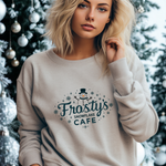 Frosty's Snowflake Café Christmas Sweatshirt, Festive Snowman Sweater