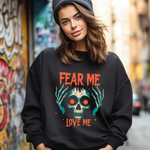 Spooky Skull Sweatshirt - Fear Me Love Me Crewneck