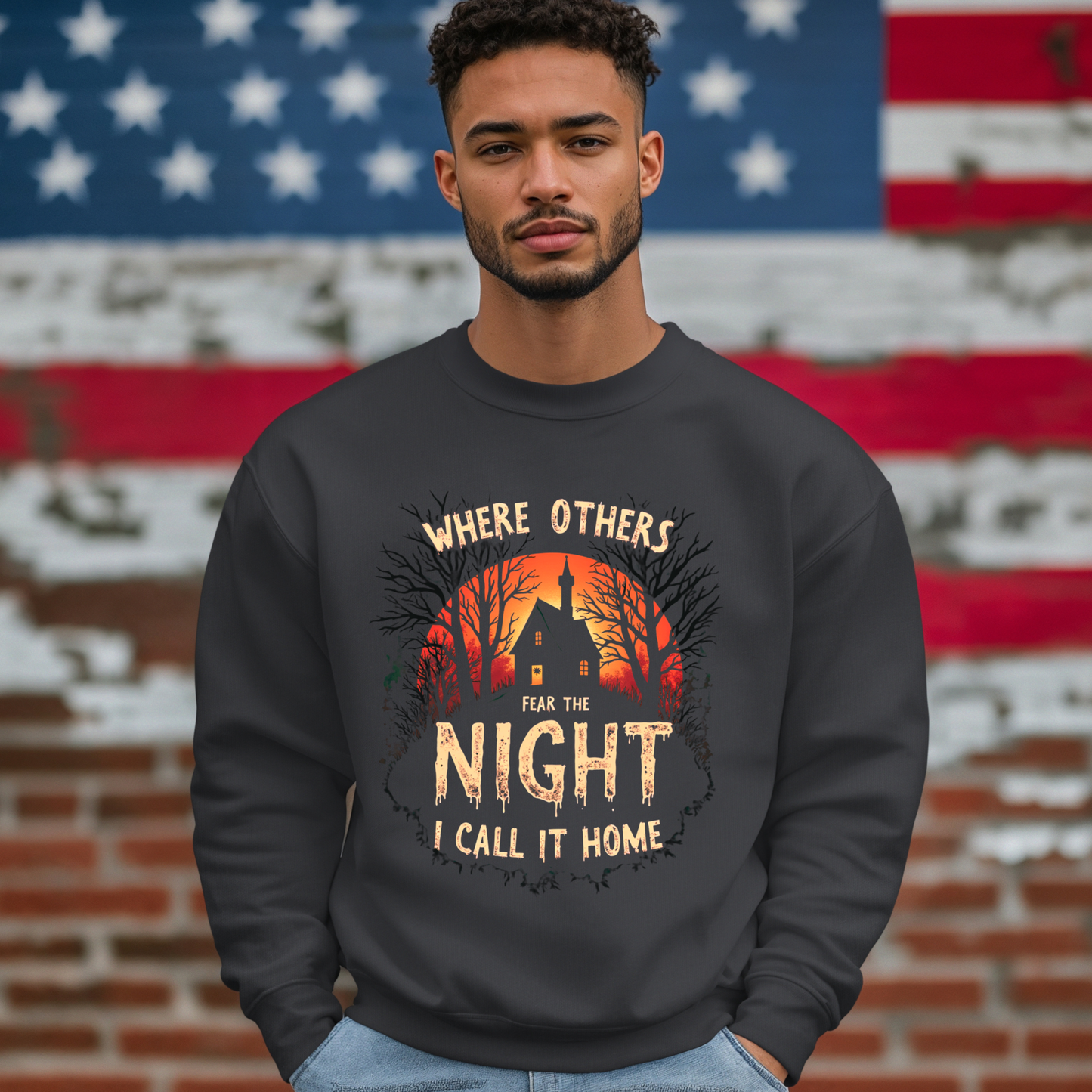 Fear the Night Spooky Vintage Inspired Sweatshirt