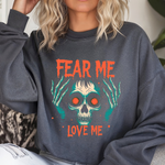 Spooky Skull Sweatshirt - Fear Me Love Me Crewneck