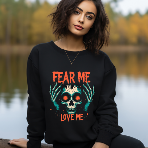 Spooky Skull Sweatshirt - Fear Me Love Me Crewneck