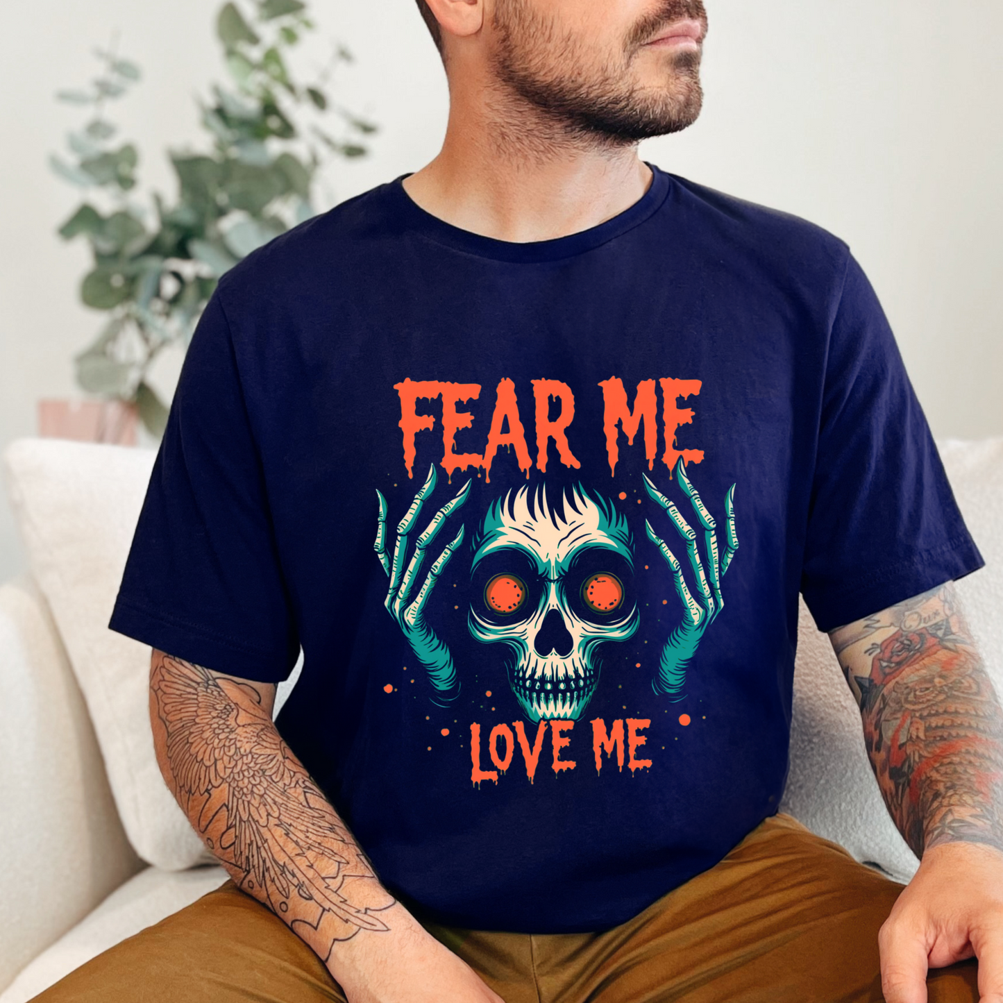 Fear Me Love Me Graphic Skull T-Shirt