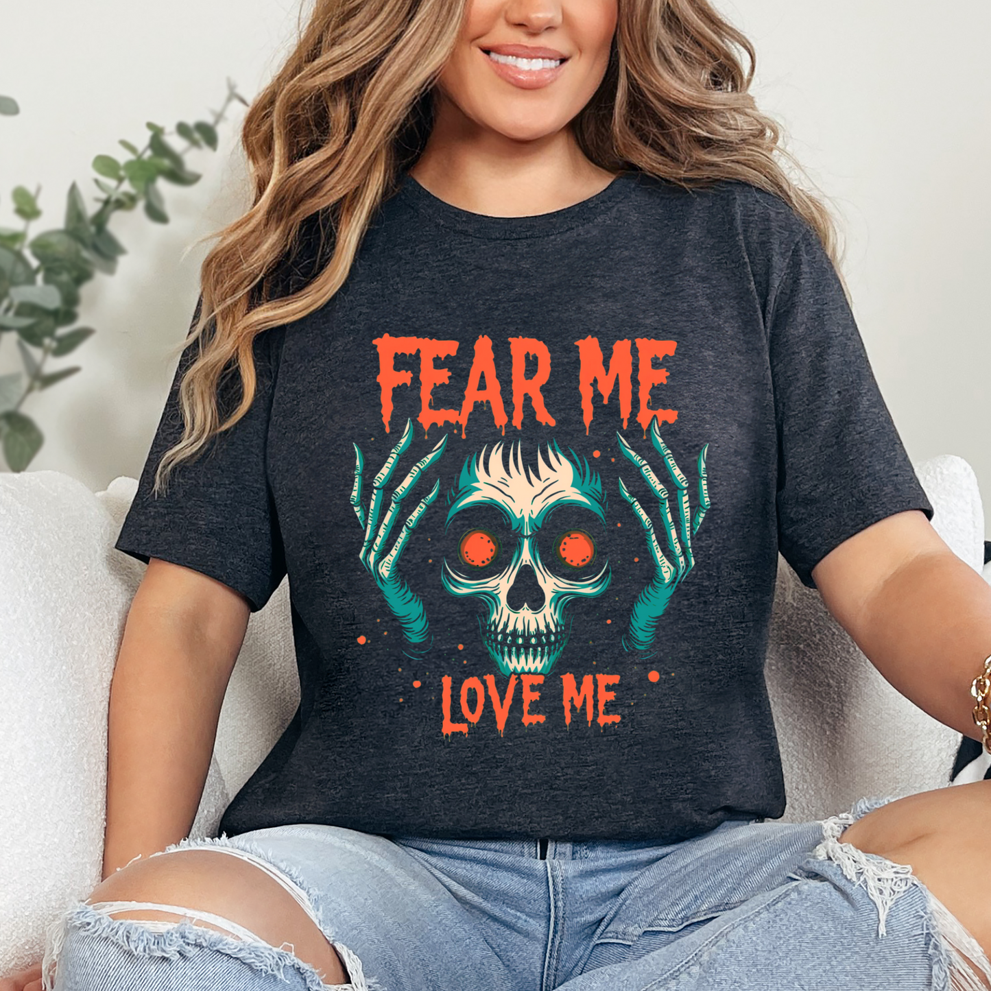Fear Me Love Me Graphic Skull T-Shirt