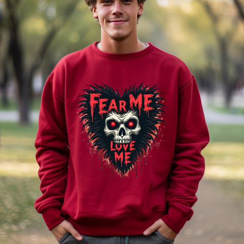 Gothic Horror Sweatshirt - Fear Me, Love Me Graphic Crewneck