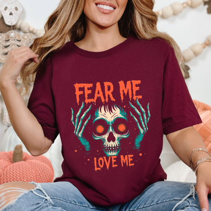 Fear Me Love Me Graphic Skull T-Shirt
