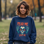 Spooky Skull Sweatshirt - Fear Me Love Me Crewneck