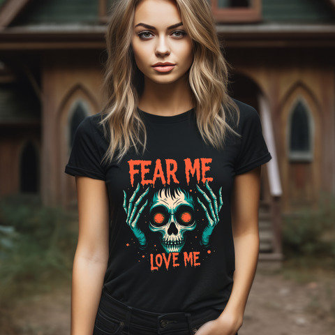 Skull Graphic Tee, Fear Me Love Me T-Shirt
