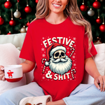 Festive & Sh*t Skull Santa Christmas Tee