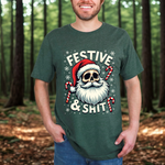 Festive & Sh*t Skull Santa Christmas Tee