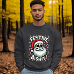 Skull Santa Gothic Christmas Sweatshirt, Festive Rebel Graphic Holiday Sweater