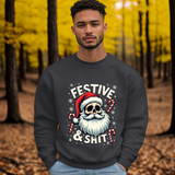 Skull Santa Gothic Christmas Sweatshirt, Festive Rebel Graphic Holiday Sweater