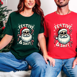 Festive & Sh*t Skull Santa Christmas Tee